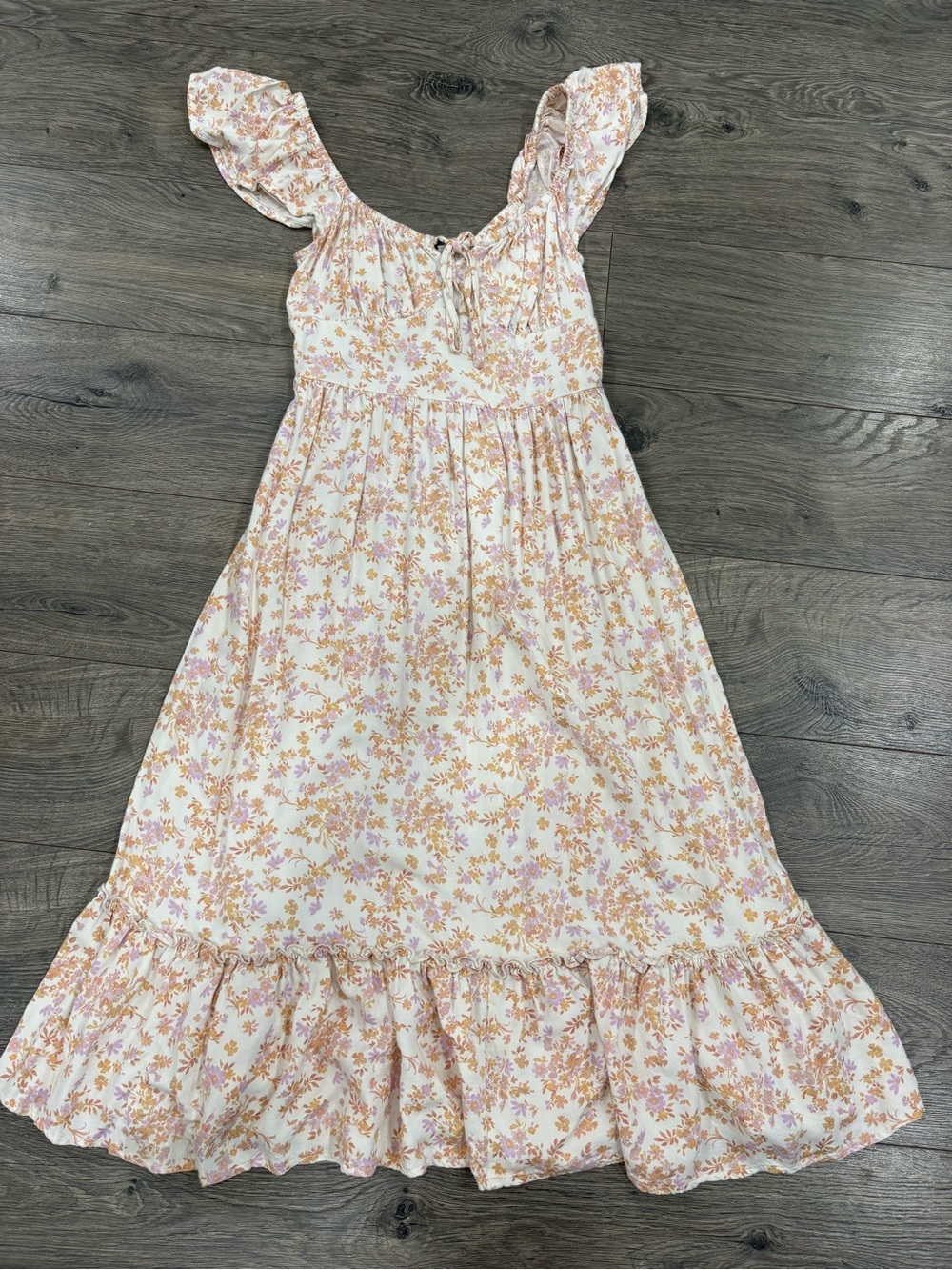 Arizona Love Cream Midi Dress with Pink and Tan Floral Print